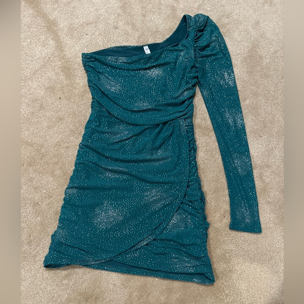 Lucy in the Sky Teal One-Shoulder Dress